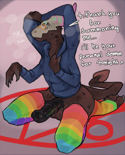 4_arms 4_eyes alternate_rainbow_pride_colors animal_genitalia animal_penis an...