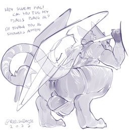 anthro anus balls beak big_balls bodily_fluids butt claws clothing dialogue d...