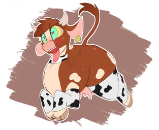 animal_print big_butt blush brown_body brown_fur butt clothed clothed_feral c...