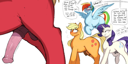 animal_genitalia animal_penis balls big_teats blue_body blush crotch_breasts ...