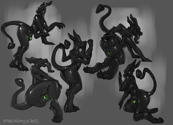 4_toes all_fours anthro anus ball_bulge biped black_anus black_body black_ton...