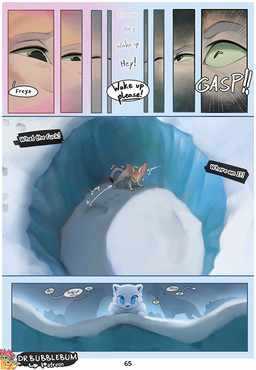 ambiguous_gender big_ears blue_eyes dialogue feral fur green_eyes shocked sno...