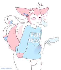 anthro balls big_balls big_penis blue_clothing blue_sweater blue_topwear blus...
