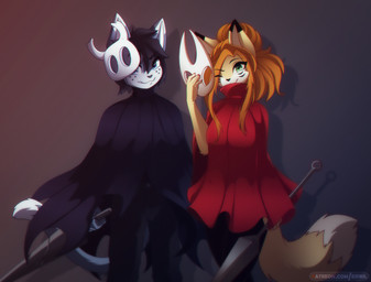 anthro boyfriend/girlfriend breasts cloak clothed clothing cosplay duo female...