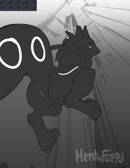 anthro anus big_butt big_tail black_body black_scales butt climbing female ge...