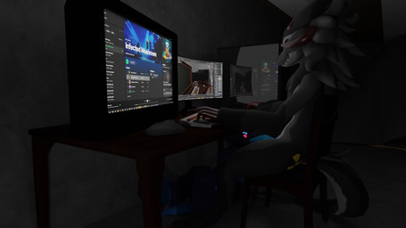 anthro blue_penis chair computer desk duo electronics fellatio female fur fur...