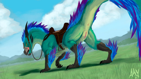 animal_genitalia anus bedroom_eyes bridle claws feathers female female_feral ...