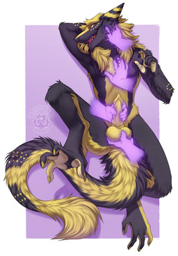 4_fingers 4_toes animal_genitalia anthro ball_fondling balls biped black_body...