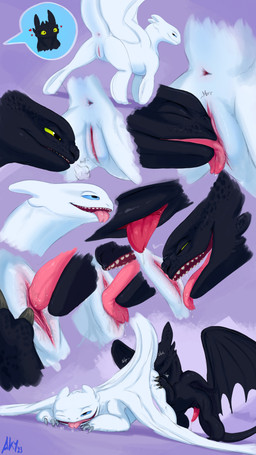 ahegao animal_genitalia animal_penis anus black_body blue_eyes bodily_fluids ...
