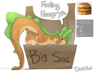 anus balls bedroom_eyes big_mac_(burger) feral food genitals male narrowed_ey...