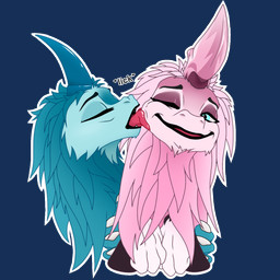 claws duo feral fur horn licking male male/male mane smile tongue tongue_out ...