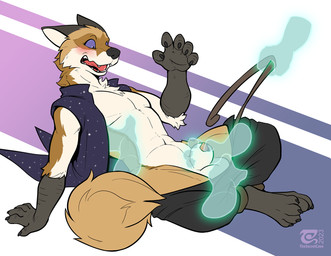 5_fingers animal_genitalia anthro balls biped blush brown_body brown_fur claw...
