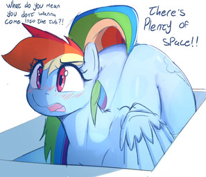 bath bathtub big_butt blue_body blush butt cutie_mark dialogue eyebrows eyela...