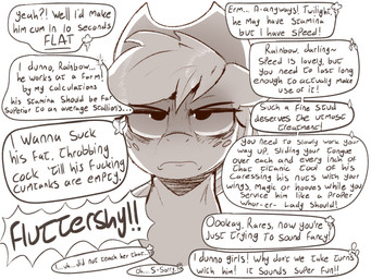 ambiguous_form annoyed clothing cowboy_hat dialogue dirty_talk eyebrows femal...