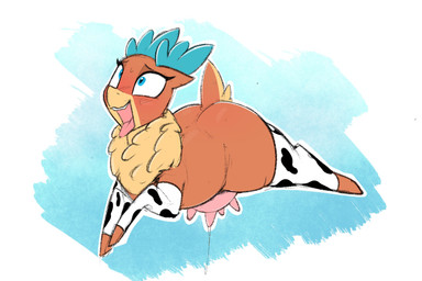 ahegao animal_print antlers blue_antlers blue_eyes bodily_fluids chest_tuft c...