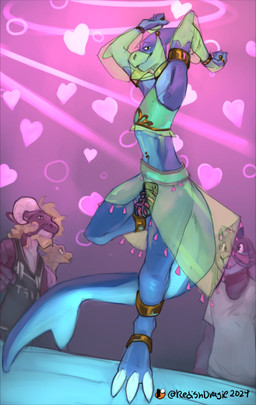 anthro black_chastity_cage blue_body blue_scales bottomwear chastity_cage cha...