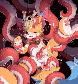 anthro balls big_ears blue_body blue_fur bodily_fluids brown_eyes child cum c...