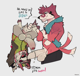 anthro anthrofied balls big_balls big_penis bodily_fluids bottomless bottomle...