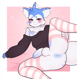 anthro anus balls blush brown_eyes butt clothed clothing crossdressing femboy...