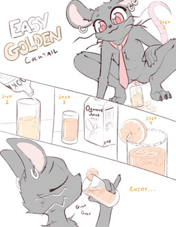 accessory alcohol anthro beverage black_body black_fur bodily_fluids clothing...