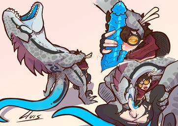 2_penises animal_genitalia animal_penis anthro anthro_penetrating anthro_pene...