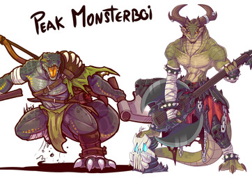 action_pose anklet anthro arm_wraps armband axe axe_guitar battle_axe blue_ey...