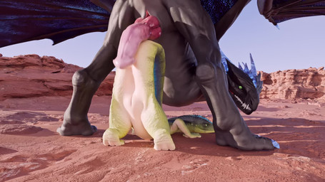 anal_prodding animal_genitalia anus ass_up big_penis black_body claws cloaca ...