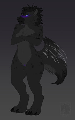 anthro black_body black_fur blue_eyes blush bodily_fluids breasts clitoris cr...