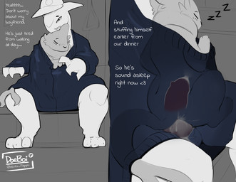 anal anal_penetration anthro balls bodily_fluids clothing cock_warming cum cu...
