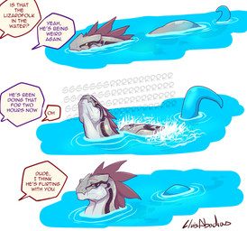 ambiguous_gender anthro bellowing biped blue_tail courtship dialogue eyebrow_...