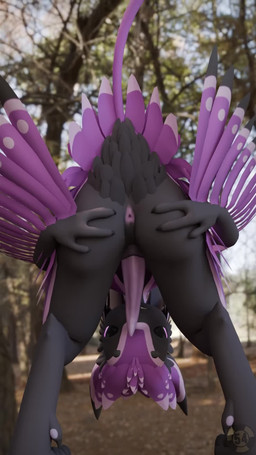animal_genitalia anthro anus bent_over big_penis butt erection feathers genit...