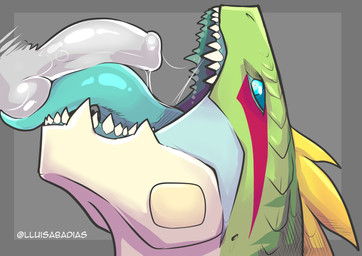 ambiguous_gender anthro ball_lick balls blue_eyes blue_tongue bodily_fluids c...
