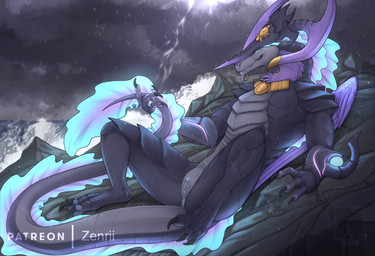 anthro anus blue_anus blue_eyes blue_vulva electricity female fin genitals gl...