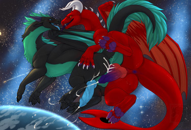 2_penises anal anal_penetration animal_genitalia anus balls black_body black_...
