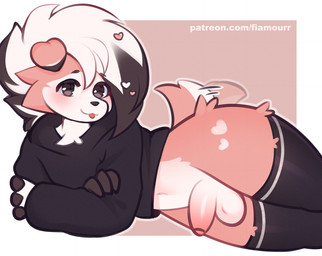 anthro balls blush bottomless cheek_tuft clothed clothing crossdressing facia...