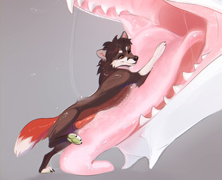 ambiguous_gender bodily_fluids dipstick_tail drools duo extreme_size_differen...