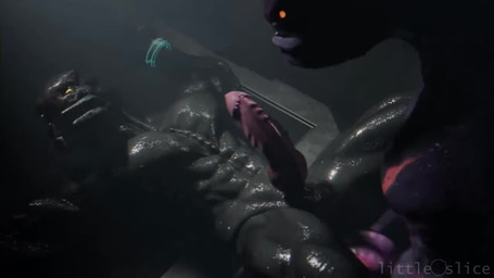 abs anal anal_penetration animal_genitalia anthro bdsm biceps black_body bodi...