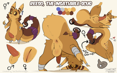 animal_genitalia anus bandage blush blush_lines bodily_fluids butt ear_pierci...