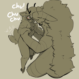 affectionate anthro blush blush_lines boyfriend/girlfriend chu_(sound_effect)...
