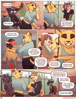 annoyed anthro backpack beverage big_eyes blush bulge cash_register clothing ...