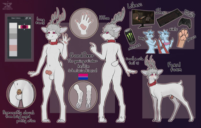 4_toes 5_fingers animal_genitalia animal_penis anthro antlers backlighting ba...