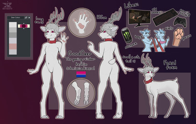4_toes 5_fingers anthro antlers backlighting beverage beverage_can biped bise...