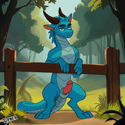 ambiguous_form bedroom_eyes bouncing_penis digitigrade erection feral forest ...