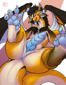 animal_genitalia anus black_hair blue_anus blue_eyes blue_pawpads blue_penis ...