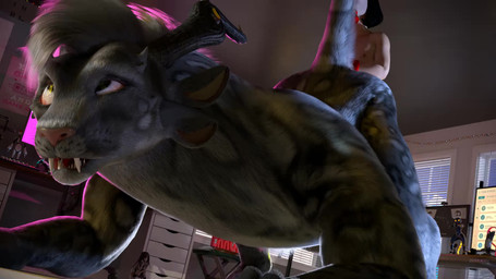 4_ears 5_fingers 5_toes ahegao all_fours anthro anthro_penetrated antlers ass...