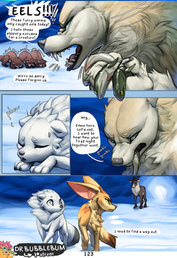big_ears black_nose black_tail_tip blue_eyes claws dialogue dipstick_tail fem...