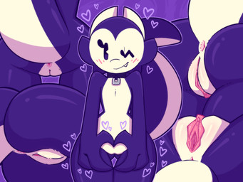 anthro anus big_butt blush butt cute_fangs fangs featureless_chest female fla...