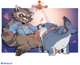 2_penises 3_toes animal_genitalia animal_penis anthro anthro_on_feral anus ba...