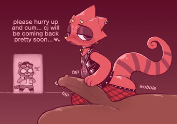 anthro big_butt blush bodily_fluids brown_penis buckteeth butt butt_cleavage ...