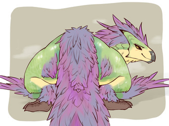 big_butt blush bodily_fluids butt butt_focus claws feathered_wings feathers f...